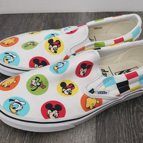 Vans Kids Disney Slip-On Sneakers White and Multicolor